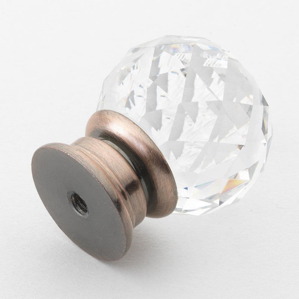 1-1/4 in. Crystal Small K9 with Oil Rubbed Bronze Base Cabinet Knob (10-Pack) - Hercitys