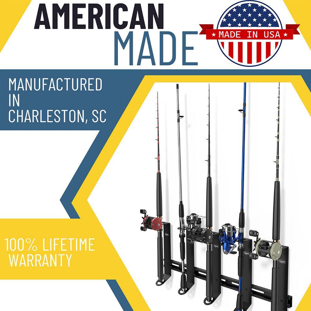 500 lbs 5 Spinning Adjustable Fishing Pole Wall Mounted Racks - Hercitys
