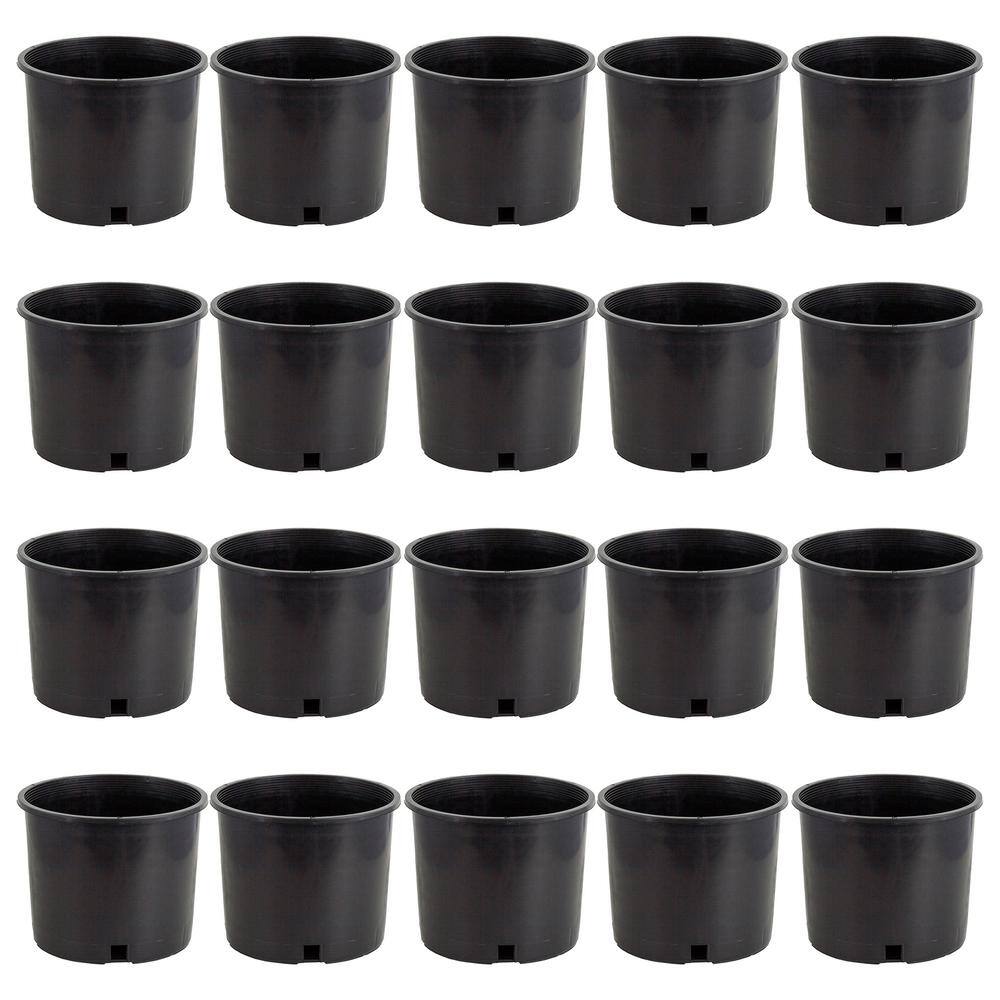 11 in. W x 21 in. H 5 Gal. Premium Nursery Black Plastic Planter Garden Grow Pots (Set of 20) - Hercitys