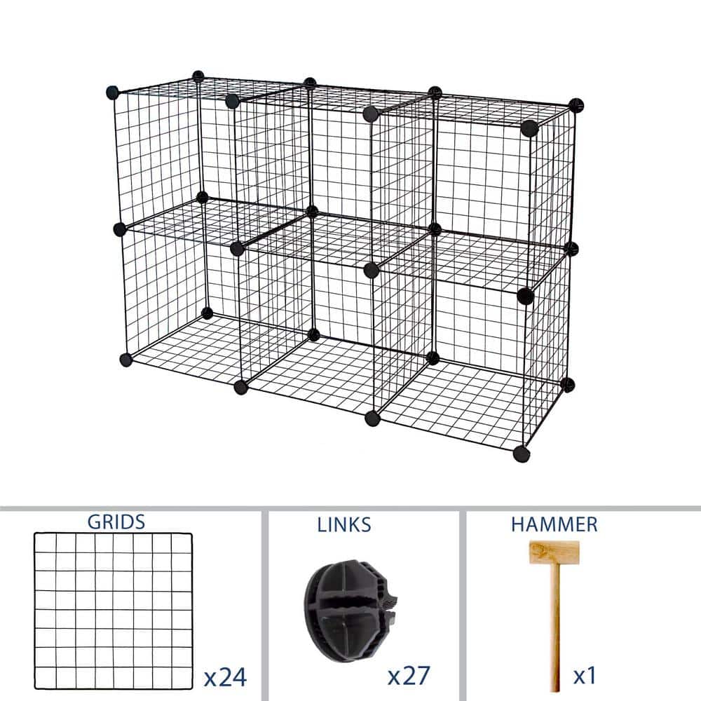 1 Gal. Wire Storage Cubes 6-Cube Metal Grid Organizer - Hercitys