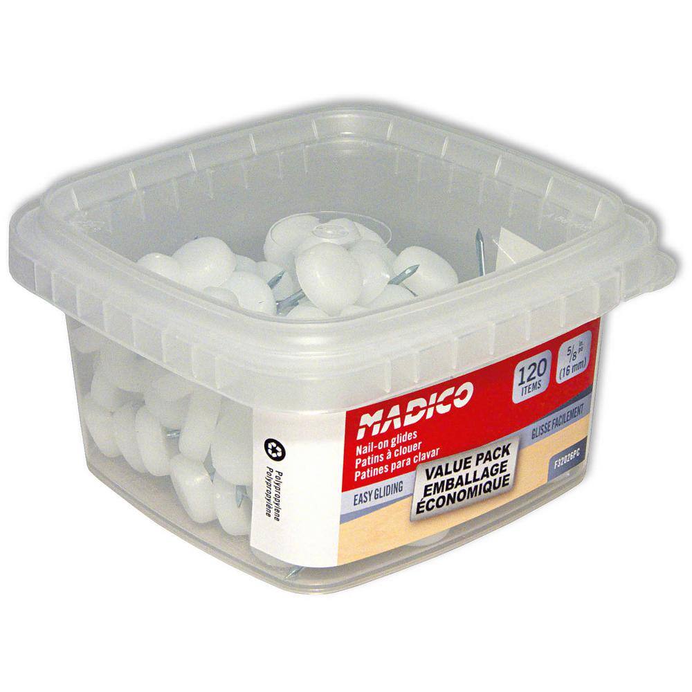 (120-Pack) 3/4 in. White Base Nail-On Glides - Hercitys