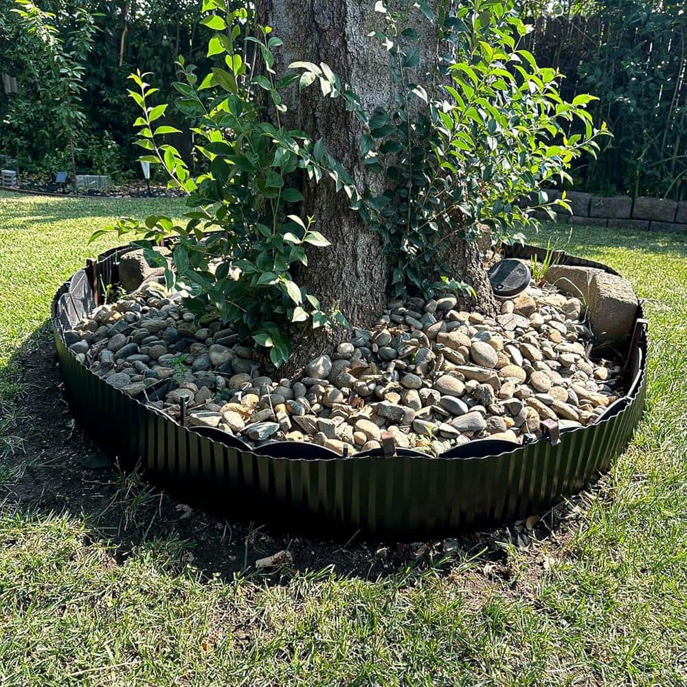 20 ft. x 6 in. Corrugated Metal Garden Edging Flexible Sturdy Galvanized Steel Black DIY Landscaping Border - Hercitys