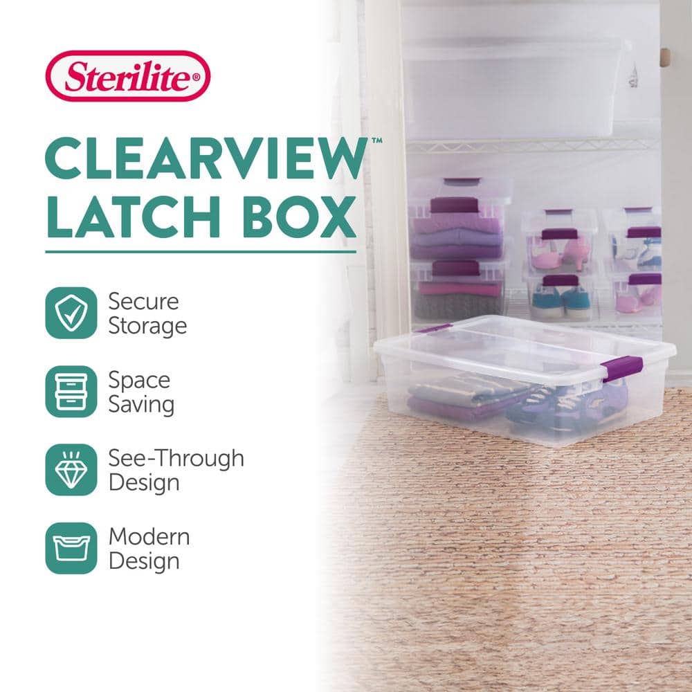 32 qt. Clear View Latch Lid Stackable Storage Container (12-Pack) - Hercitys