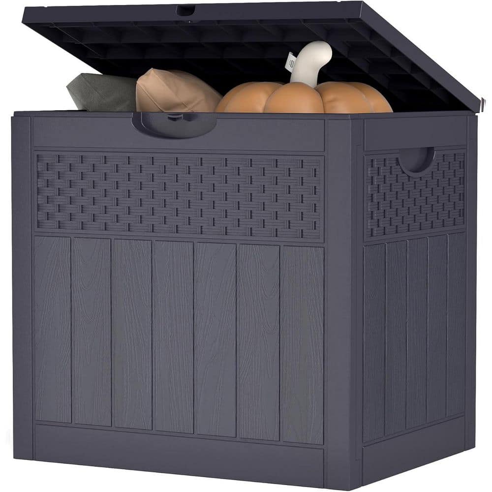 33 Gal. Black Resin Deck Box with Lockable Lid - Hercitys