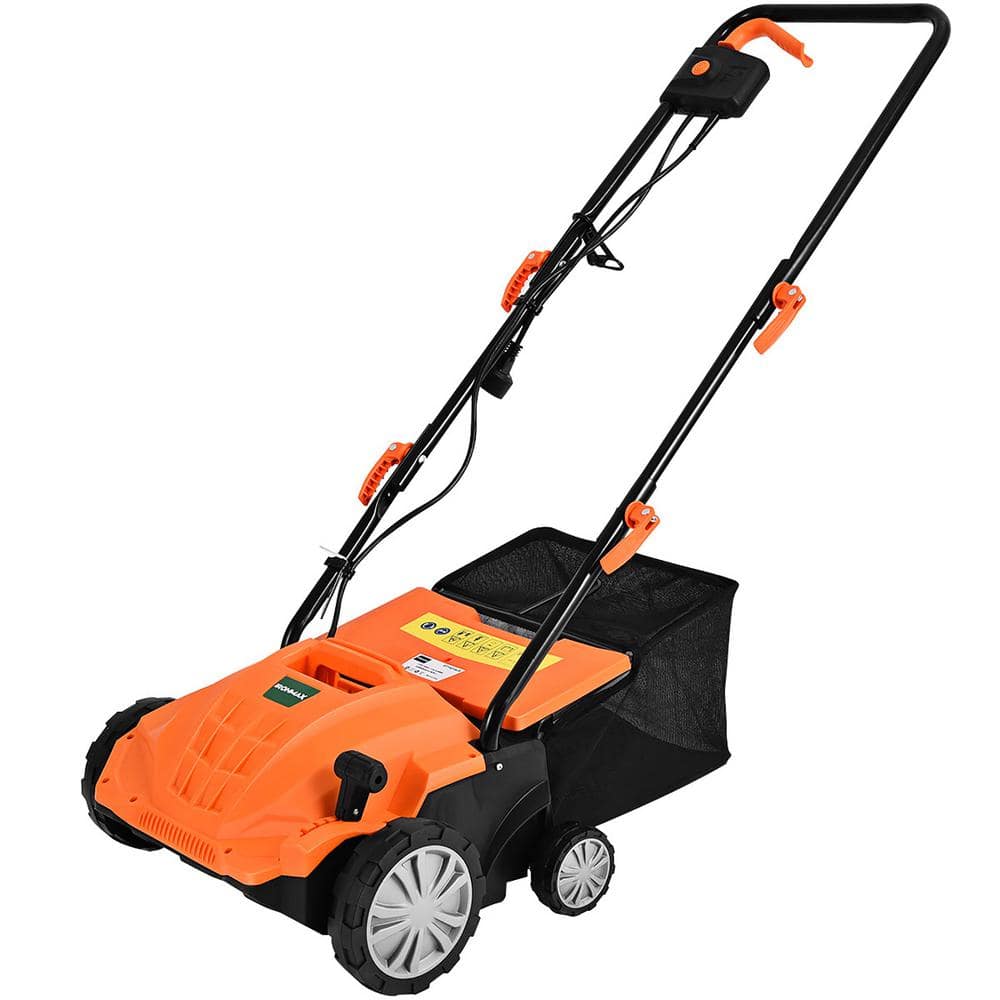 13 in. 12 Amp Corded Scarifier Electric Lawn Dethatcher w/40L Collection Bag Orange - Hercitys