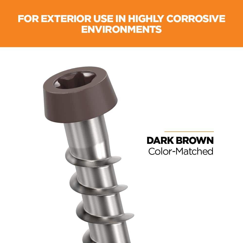 #10 2-1/2 in. 316 Stainless Steel Star Drive Dark Brown Composite Deck Screws (350-Count) - Hercitys
