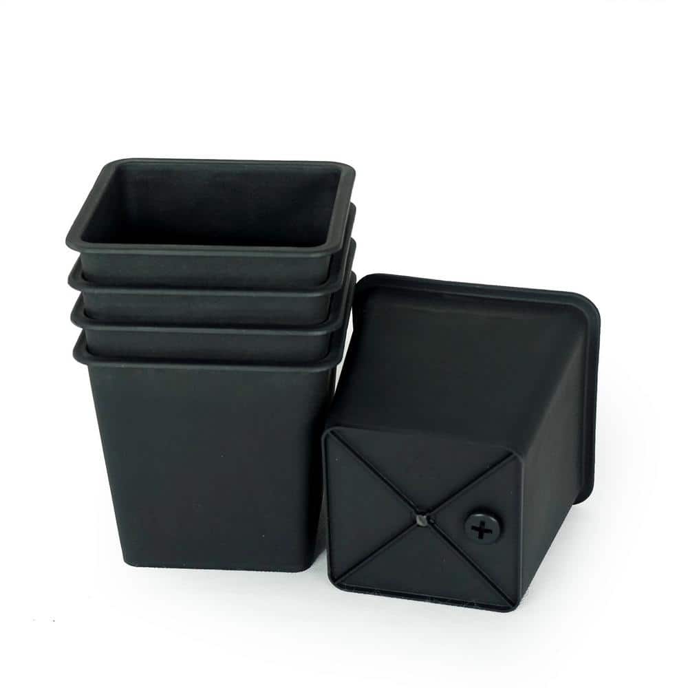 5.5 x 5.5 x 4.7 in. 2.5 qts. Black Indoor/Outdoor Plastic Square Nursery Plant Pot with Drainage – (5-Pack) - Hercitys