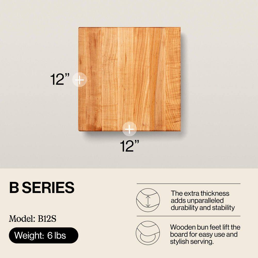 12 in. x 12 in. Square Small Maple Wood Edge Grain Cutting Board for Kitchen - Hercitys