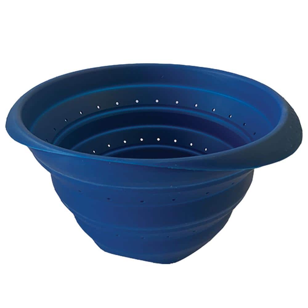 4 Qt. Collapsible Silicone Colander in Blue - Hercitys