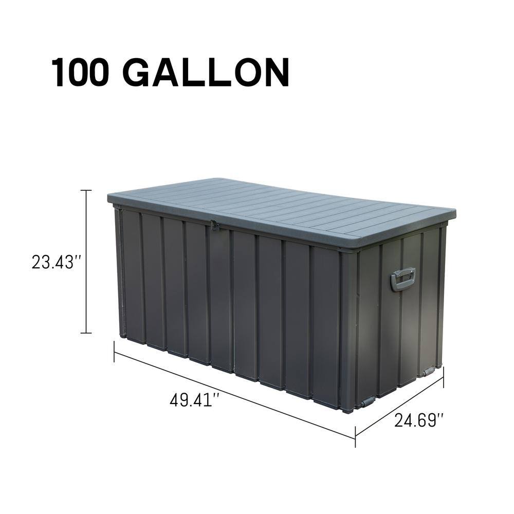 100 Gal. Outdoor Waterproof Storage Deck Box, for Outside Cushions, Throw Pillows, Garden Tools, Lockable - Hercitys