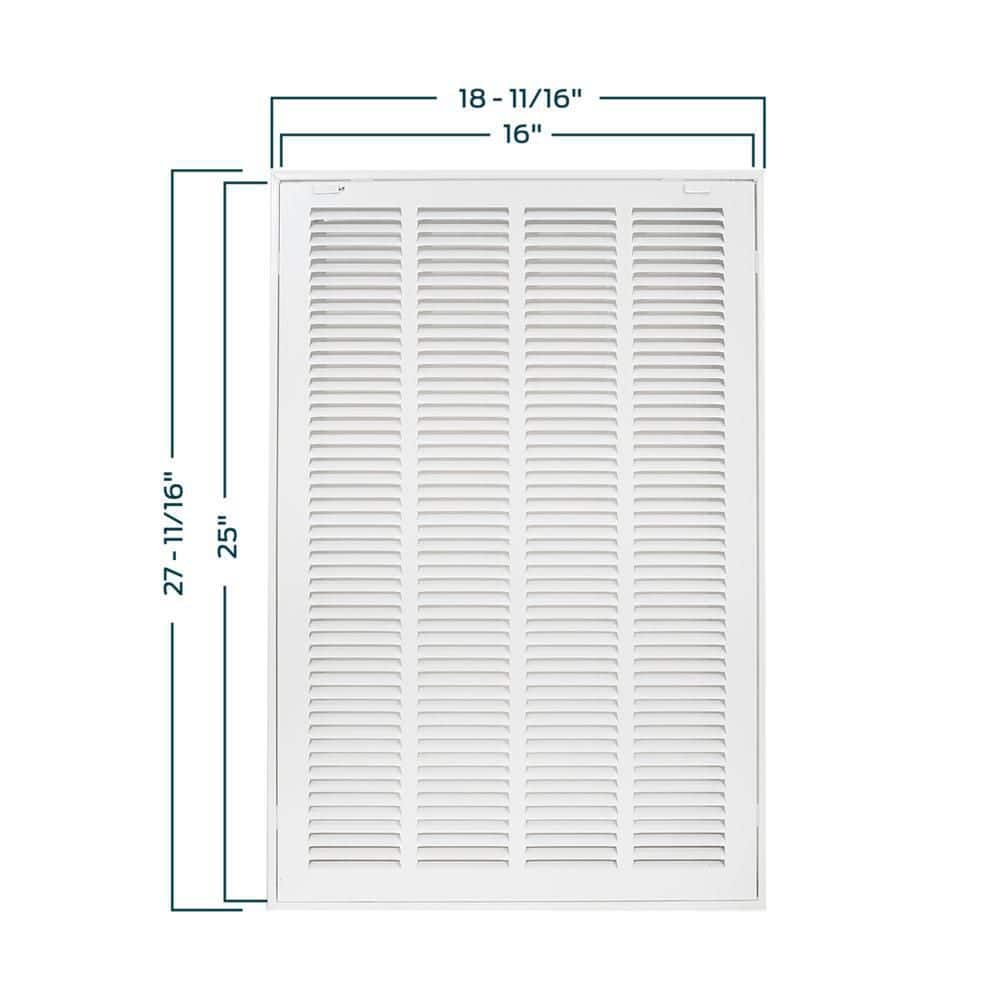 16 in. x 25 in. Steel Return Filter Grille, White - Hercitys