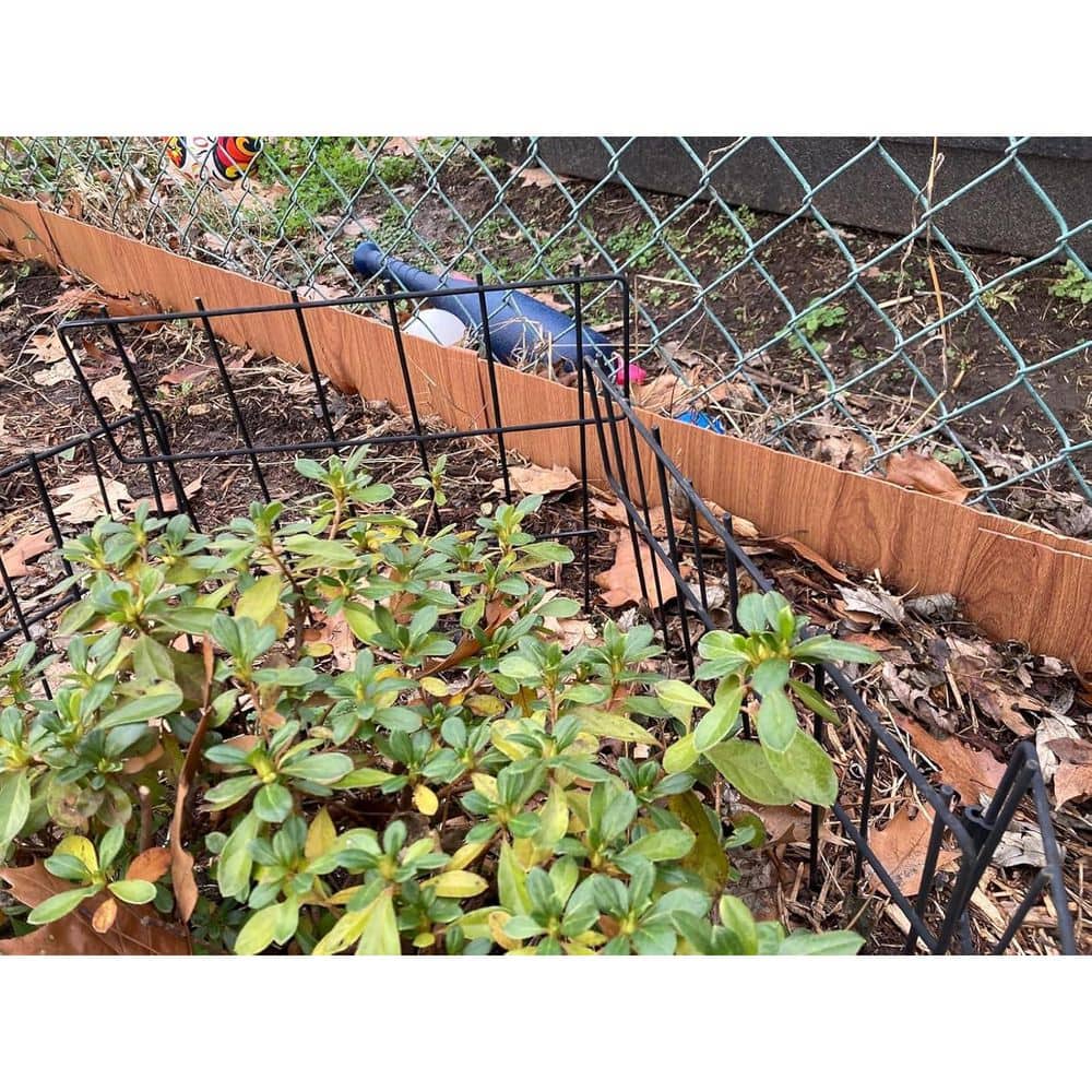 20 ft. x 5.5 in. Brown Wooden Texture Metal Landscape Edging No-Dig with 7-Clips and Gloves, 6-Pack - Hercitys