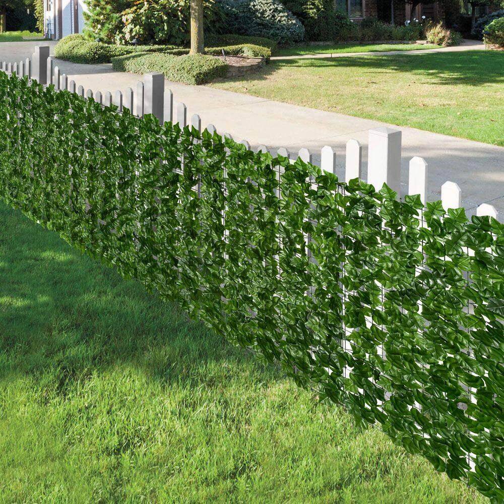 118 in. x 39.4 in. Faux Ivy Privacy Fence Wall Screen, Faux Hedge Fence and Faux Ivy Vine Leaf Decoration - Hercitys