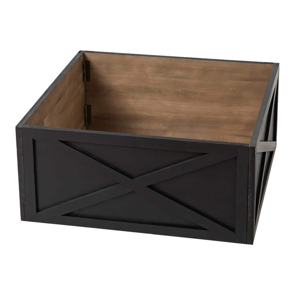 26 in. L Washed Black Wooden Tree Collar - Hercitys