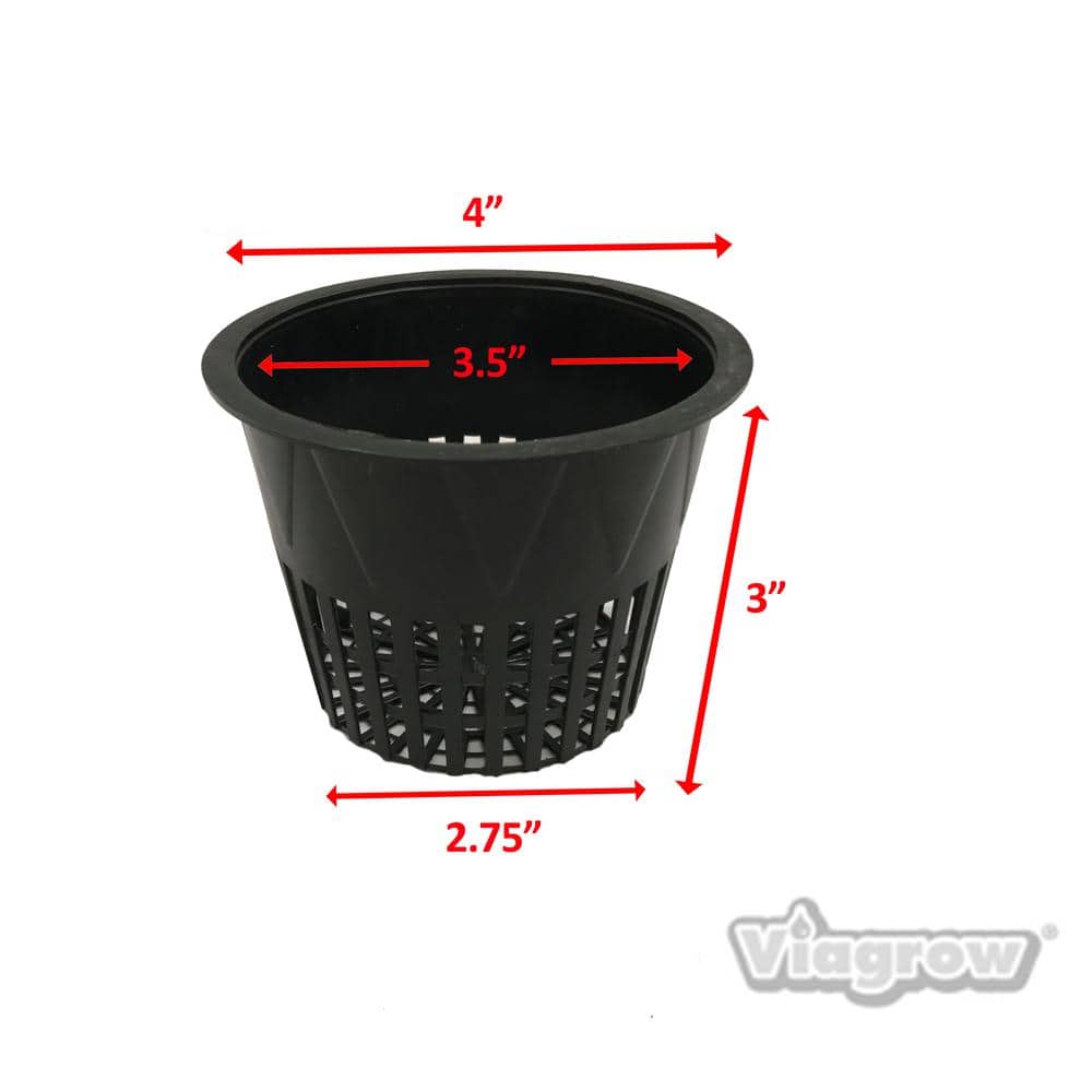 4 in. Black Round Cup with Slotted Black Plastic Mesh Net Pot (50-pack) - Hercitys