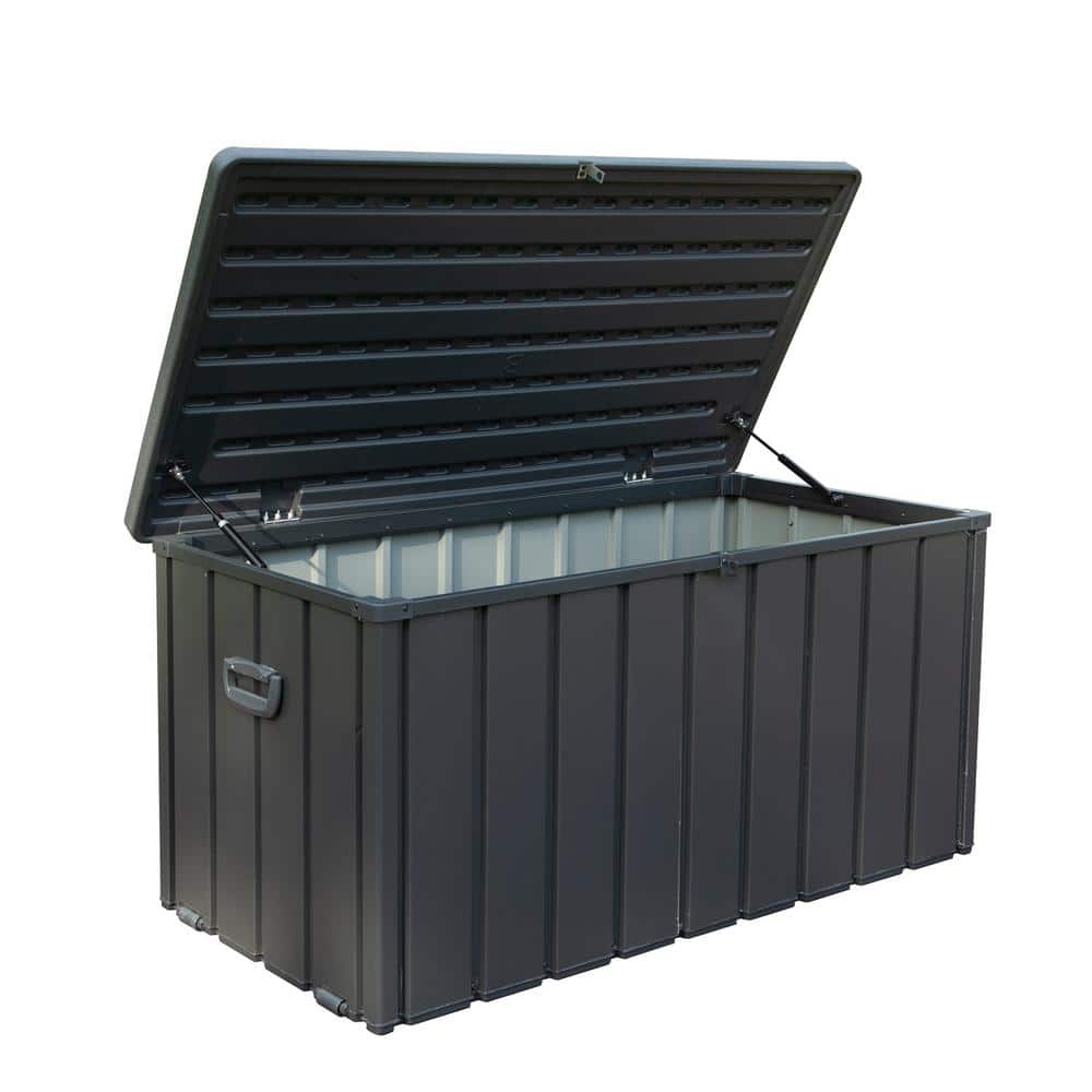 100 Gal. Outdoor Waterproof Storage Deck Box, for Outside Cushions, Throw Pillows, Garden Tools, Lockable - Hercitys