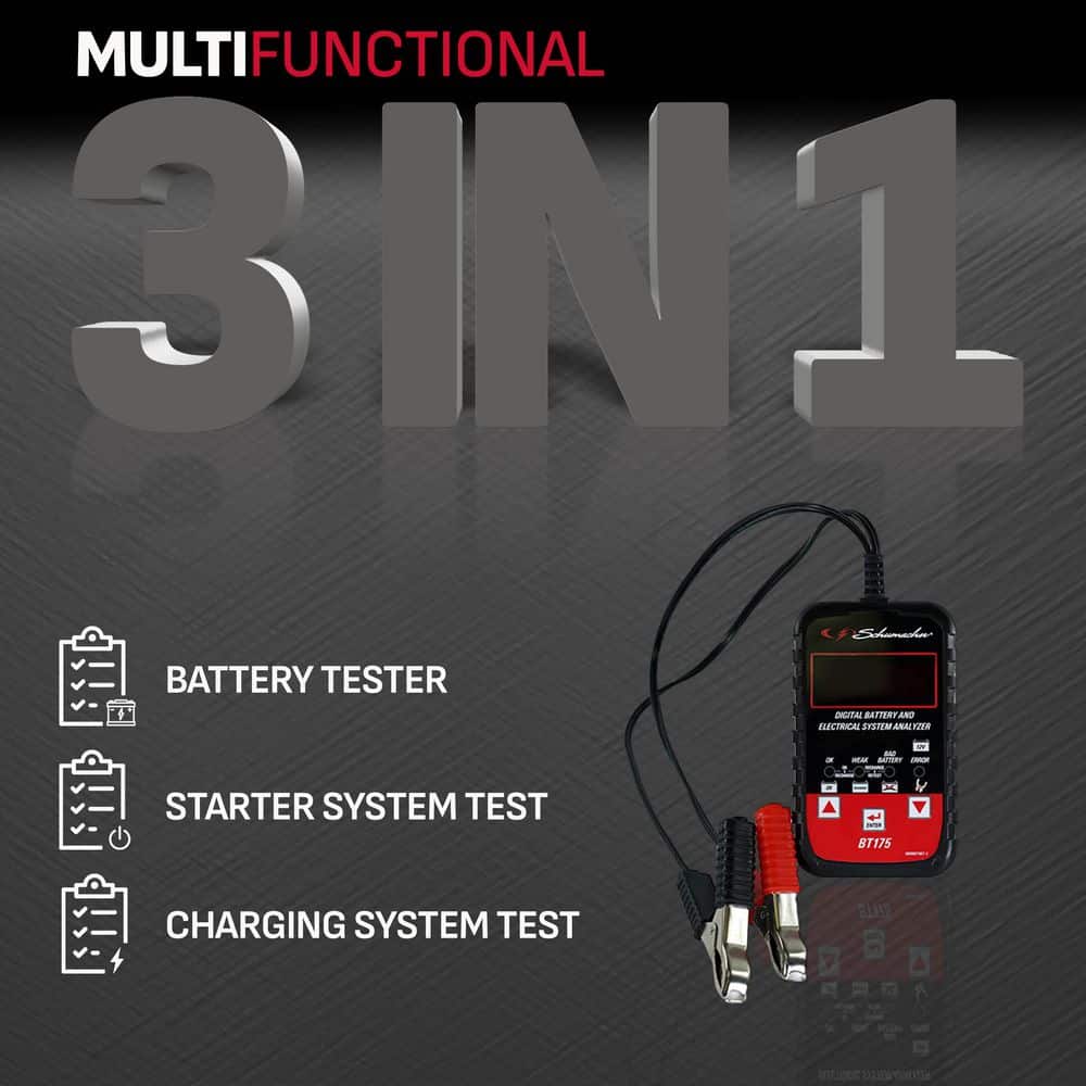 12 Volt Digital Automotive Battery Tester, Load Tester, and Voltmeter, Works with Foreign and Domestic Vehicles - Hercitys