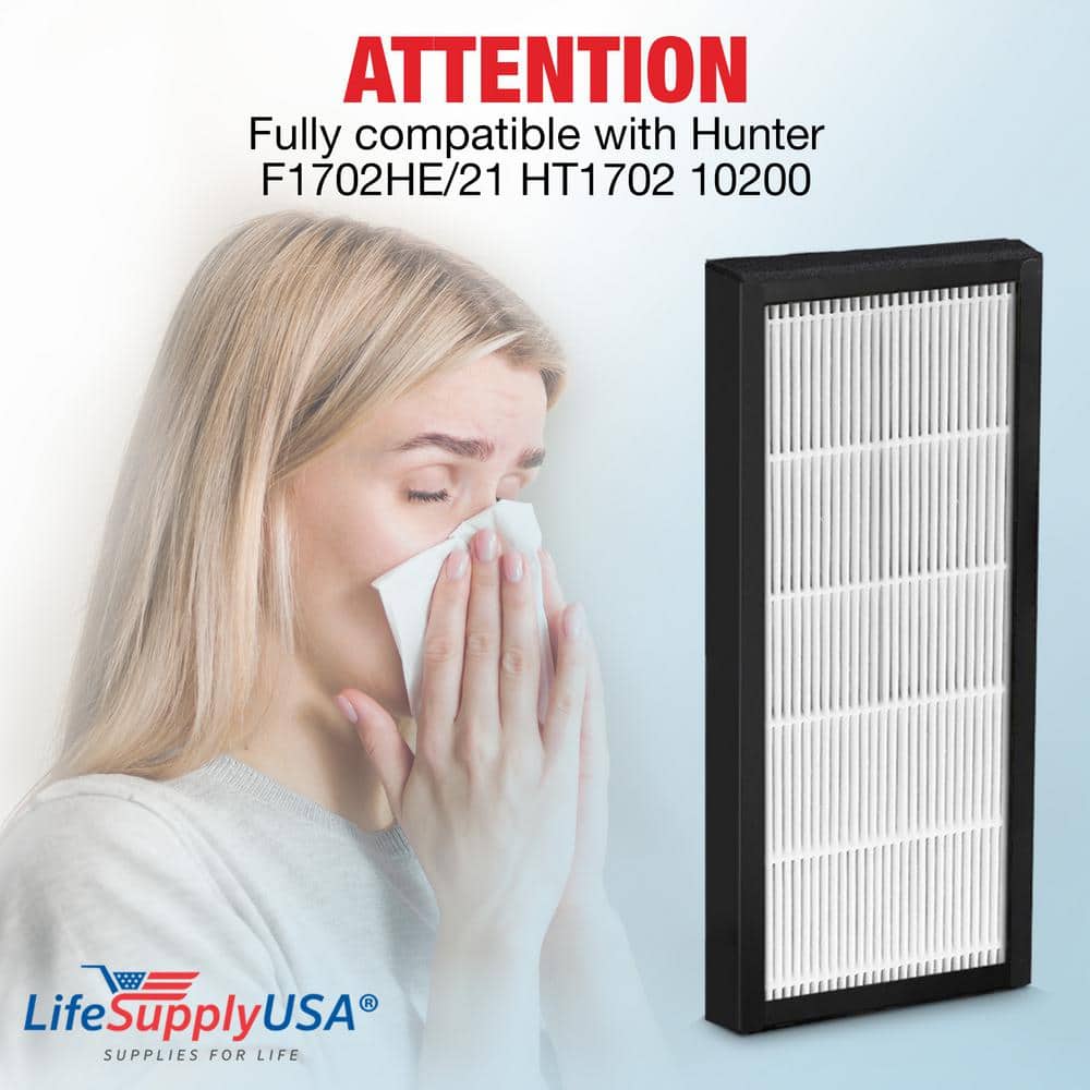 2-in-1 True HEPA Air Clean Replacement Filter + Activated Carbon Charcoal Compatble with Hunter F1702HE/21 HT1702 10200 - Hercitys
