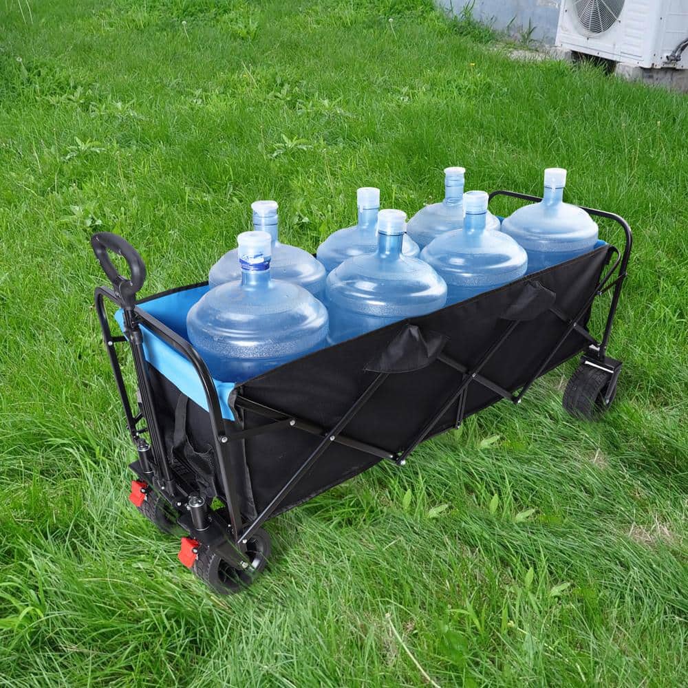 5.82 cu. ft. Steel Folding Garden Cart in Black and Blue Versatile Garden Cart - Hercitys