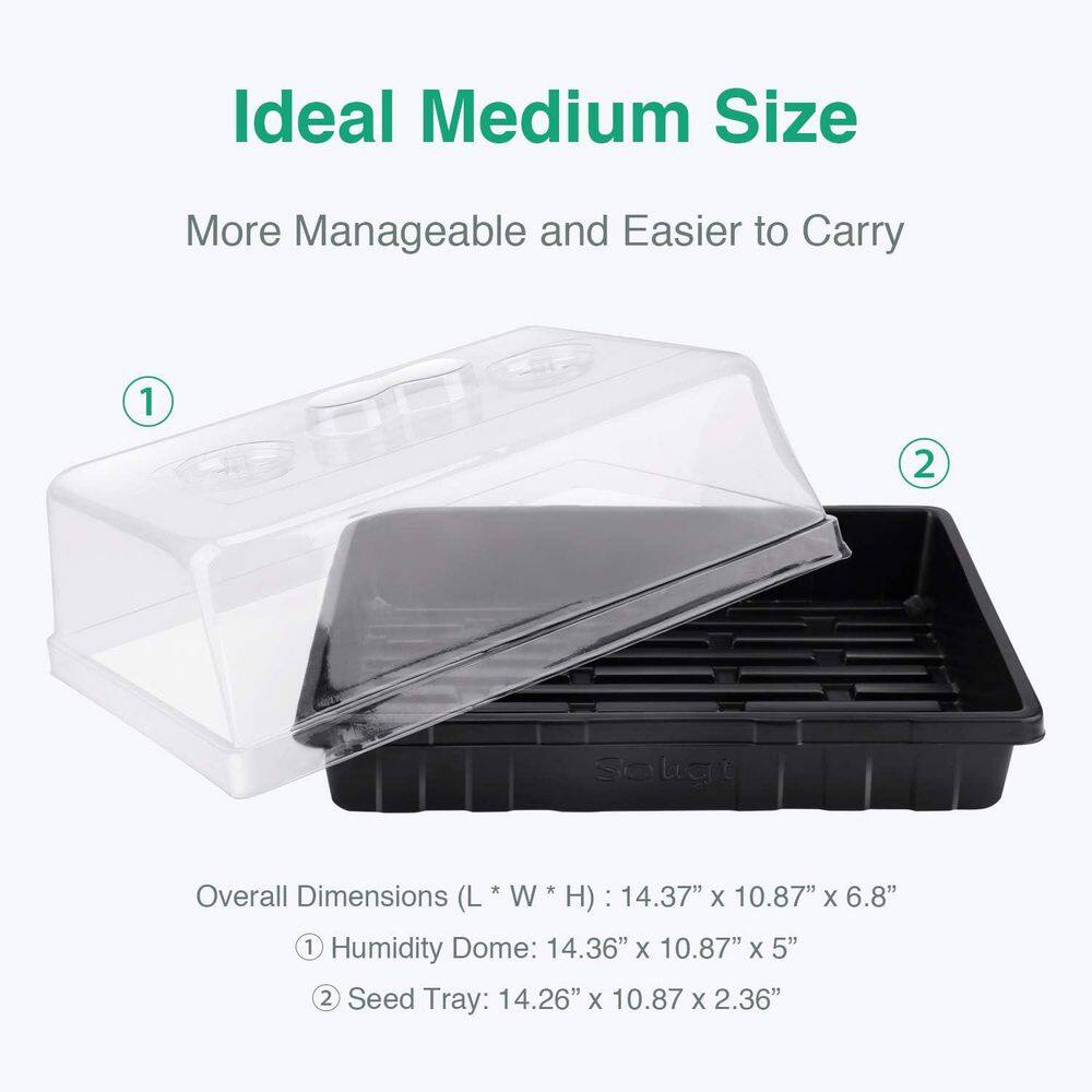 3-Set Seed Starter Trays with 5 Humidity Domes for Germination and Seedling Propagation Holds 144 Cells Total - Hercitys