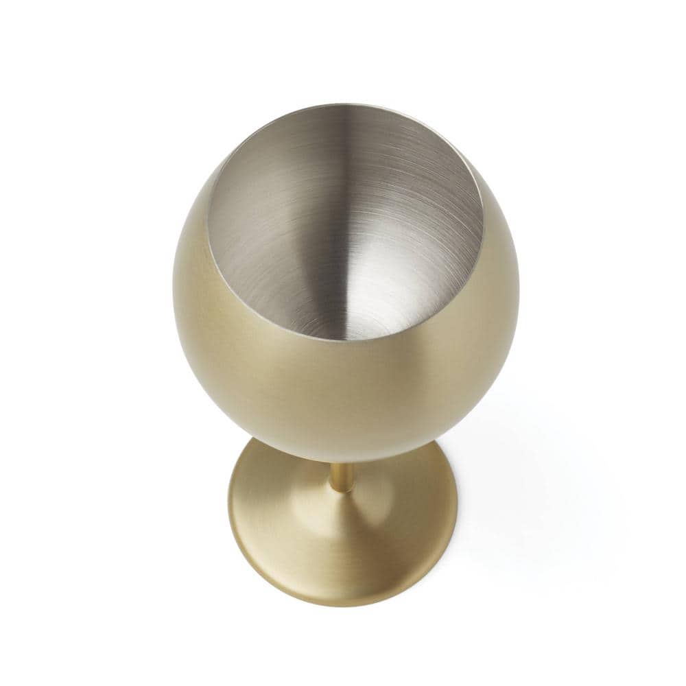 18 oz. Brushed Gold Stainless Steel Red Wine Glass Set (Set of 4) - Hercitys