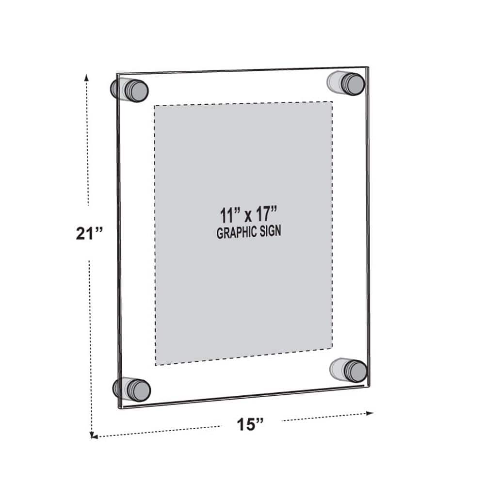 11 in. x 17 in. Standoff Acyrlic Sign Holder - Hercitys