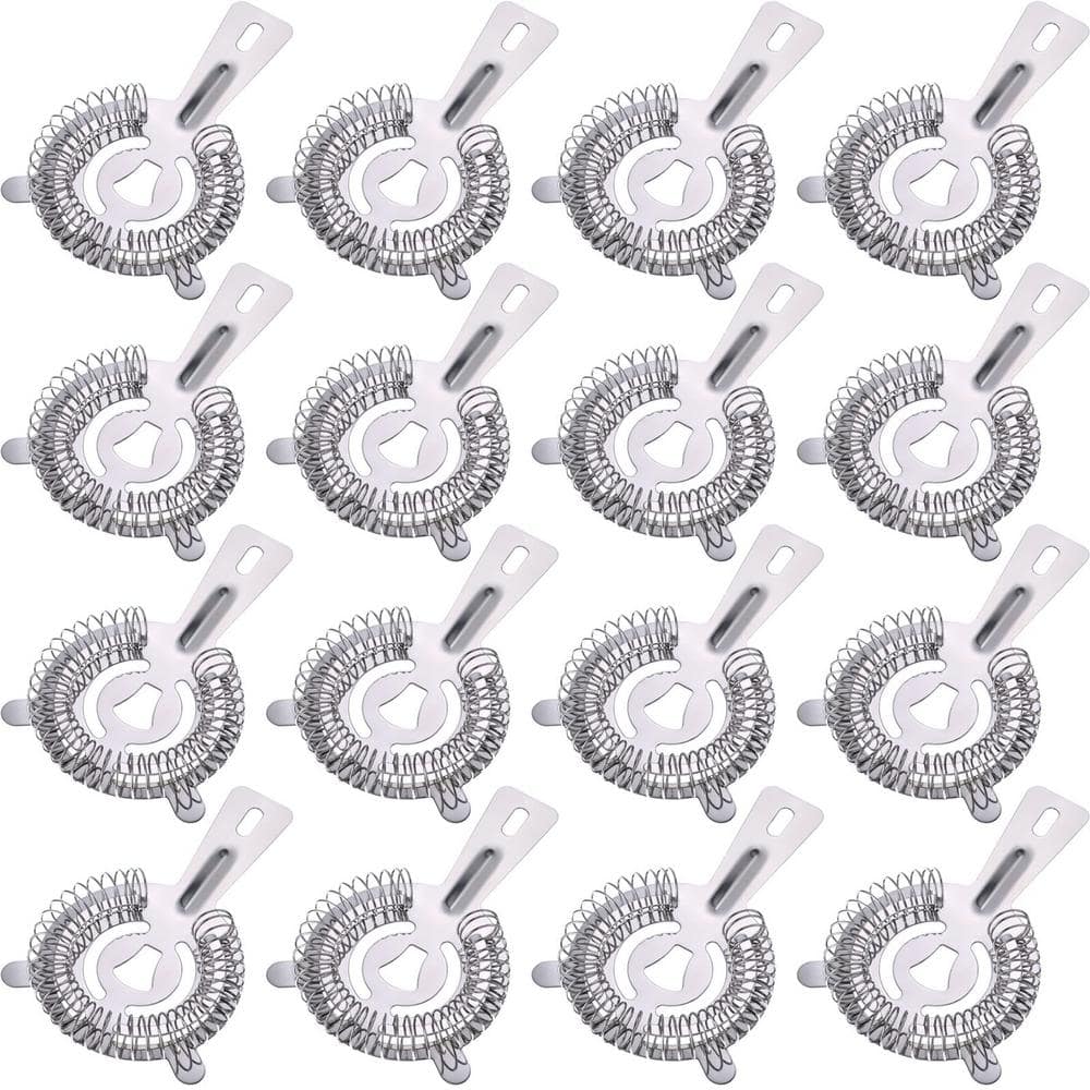 16-Piece Silver Stainless Steel Bar Strainers, Bartender Strainers, Cocktail Strainers, Drink Strainers - Hercitys