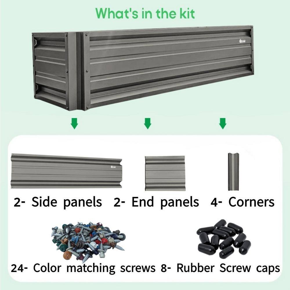 24 inch by 72 inch Rectangle Burnished Slate Metal Planter Box - Hercitys