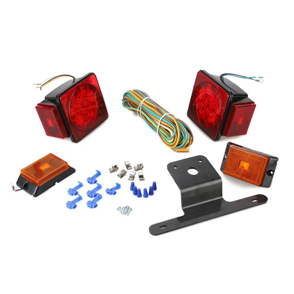 22 ft. Cable LED Submersible Red Trailer Light Kit with 2 LED Amber Side Marker Lights - Hercitys