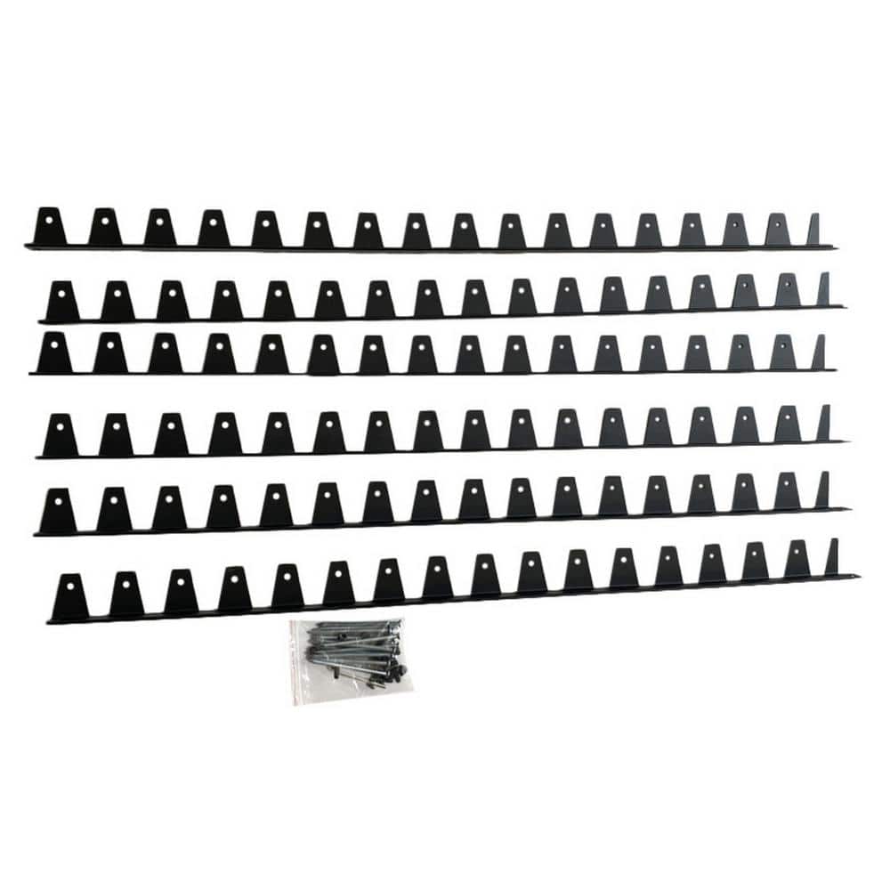 40 in. L x 2 in. W x 2.0 in. H Black Color Steel Garden Edging (Set of 6-Piece) - Hercitys
