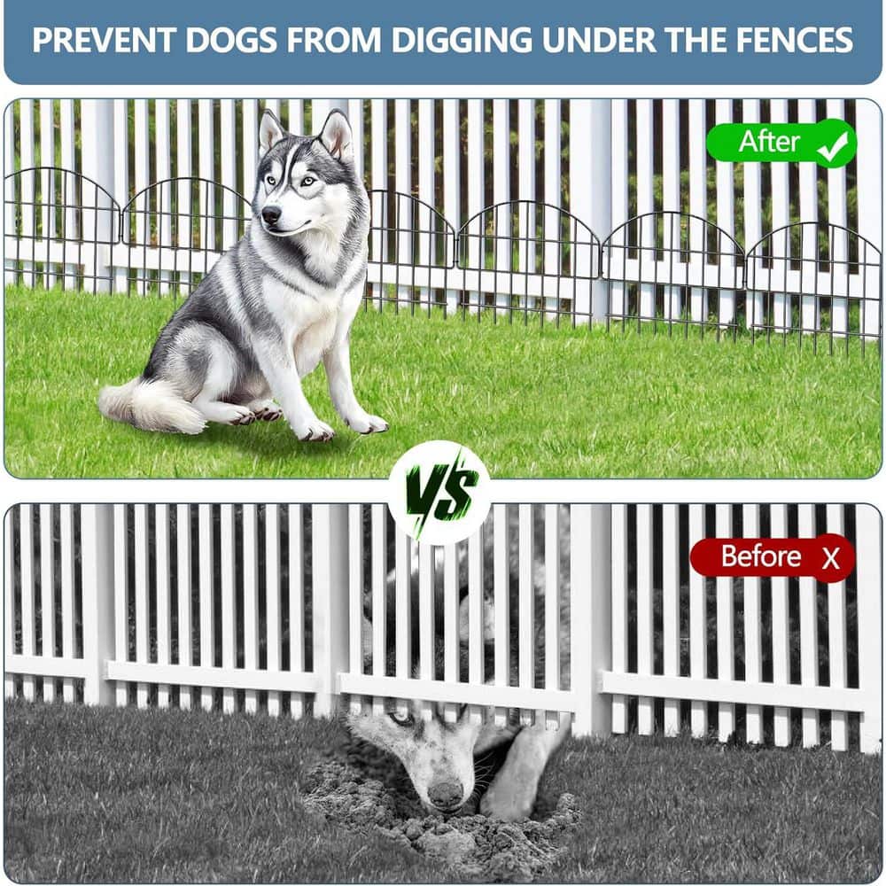 17 in. Rustproof Metal Garden Fence Animal Barrier 27 Panels No Dig Fence 1.25 in. Gap Decorative Outdoor Yard Fence - Hercitys