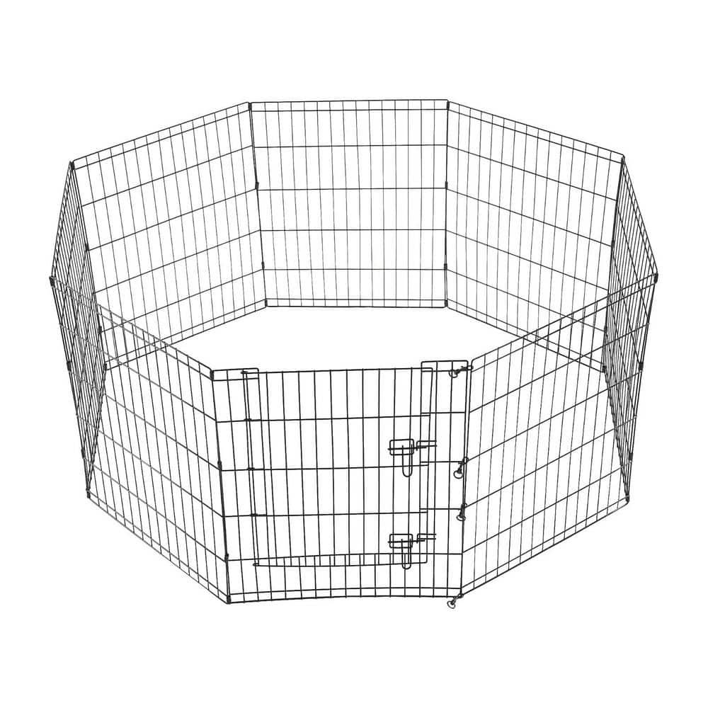 24 in. H 8-Panels Outdoor Indoor Metal Puppy Dog Fence Garden Fence Pet Dog Playpen - Hercitys