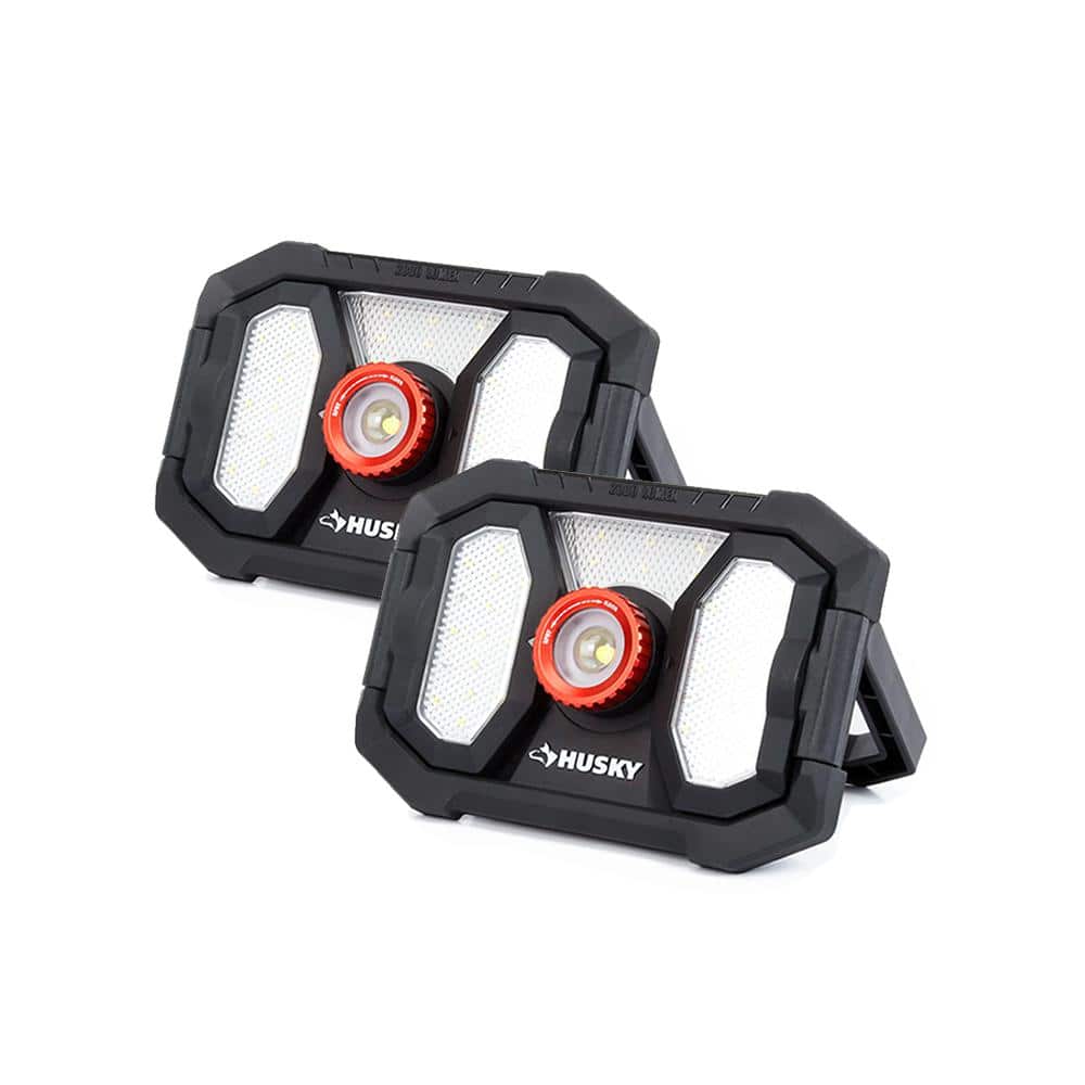 2000-Lumens LED Dual Panel Focusing Rechargeable Utility Light (2-Pack) - Hercitys