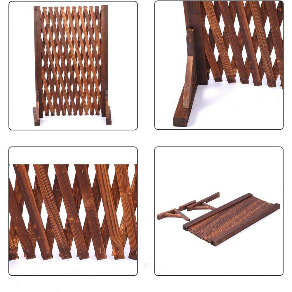 27.5 in. x 59 in. Indoor/Outdoor Retractable Expandable Garden Fence in Brown - Hercitys