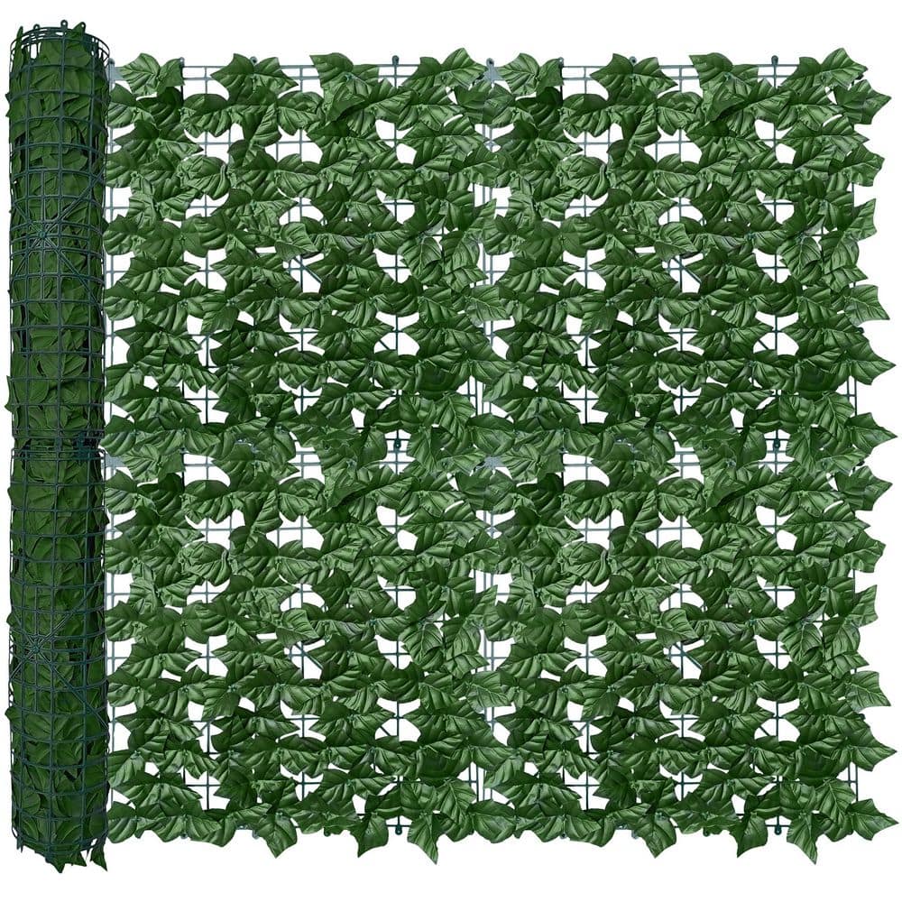 40 in. Plastic Green Garden Fence Faux Ivy Privacy Screen for Outdoor and Indoor Decor - Hercitys