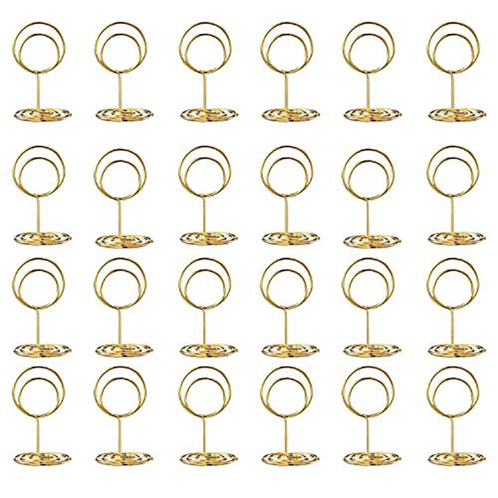 1.2 in. W x 2 in. H Gold Solid Metal Card Holders (Set of 24) - Hercitys