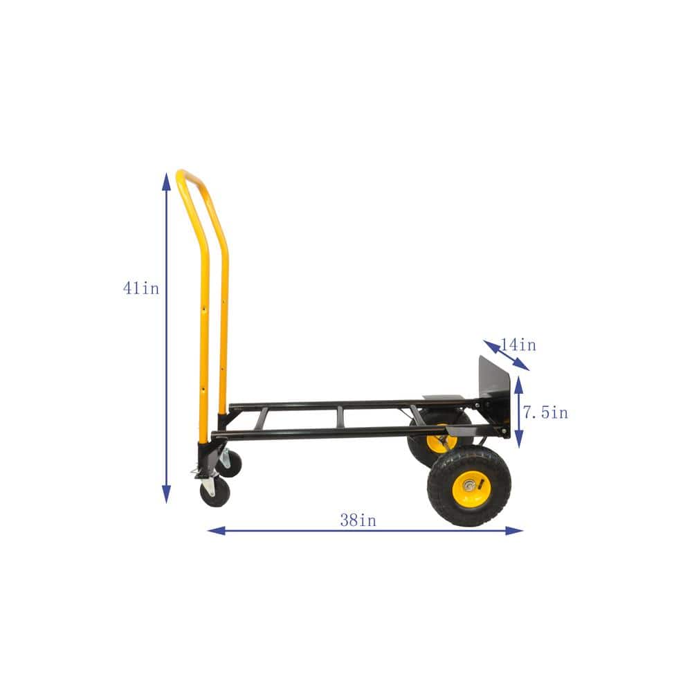 2.31 cu. ft. Metal Garden Cart Hand Truck with 4 Wheels, 330 lbs. Capacity, for Moving, Warehouse, Garden, Grocery - Hercitys