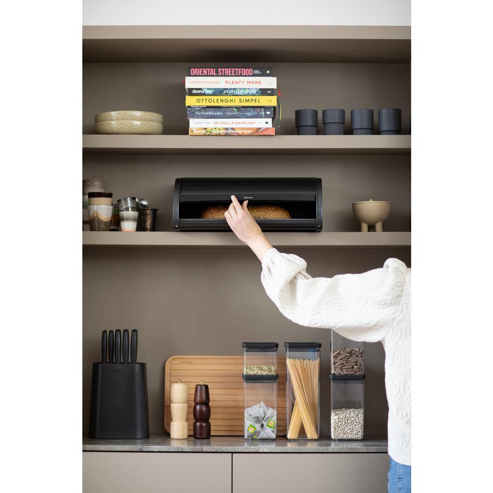 1-Piece Roll Top Steel Bread Box, Confident Gray - Hercitys