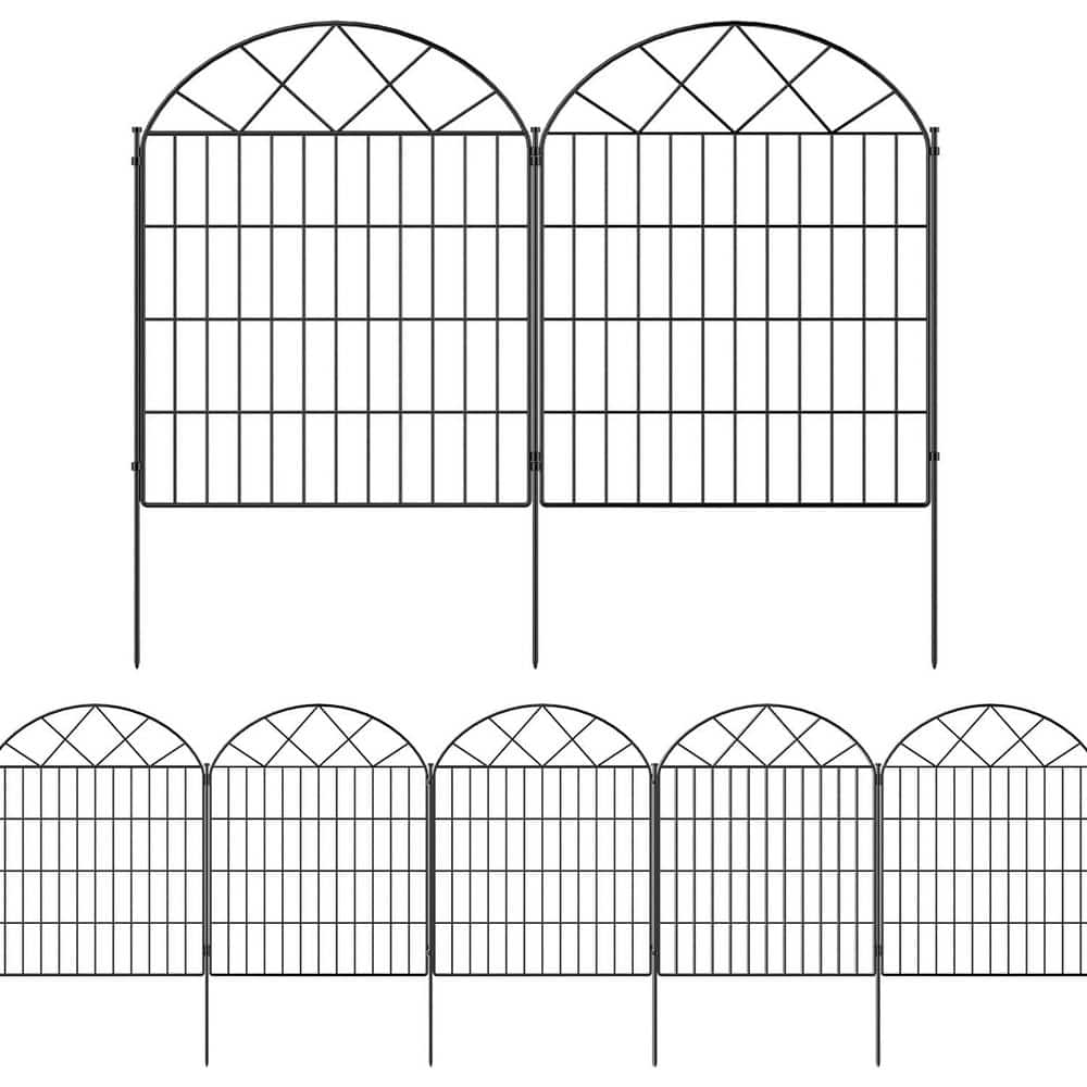 32 in. Rustproof Metal Garden Fence Panels No Dig Animal Barrier Temporary Border Fencing for Outdoor, 11 ft. Length - Hercitys