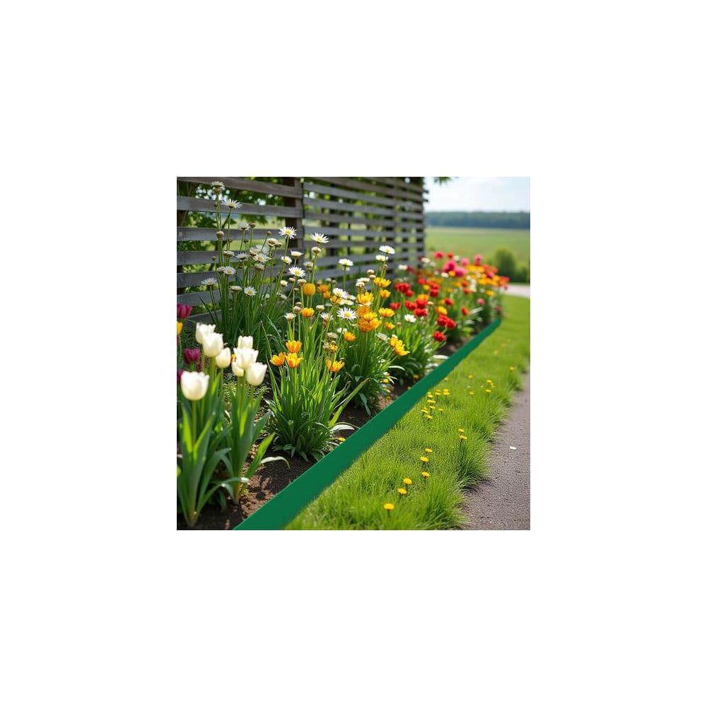 42 in. x 8 in. x 0.2 in. Green Steel Landscape Edging with Rust-Resistant and Waterproof Metal Border (2-Piece) - Hercitys