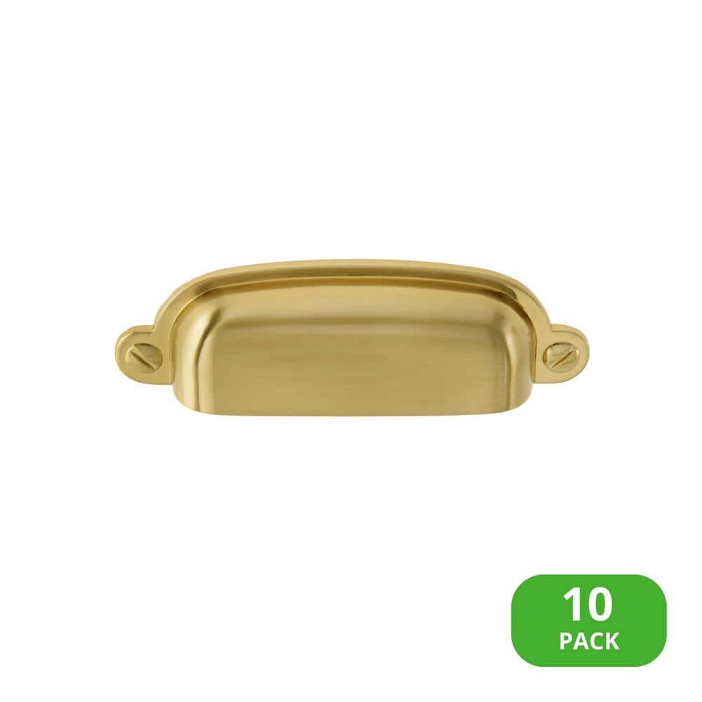 10-Pack Garner 2-3/4 in. (70 mm) Center-to-Center Traditional Satin Brass Cup Drawer Pull - Hercitys
