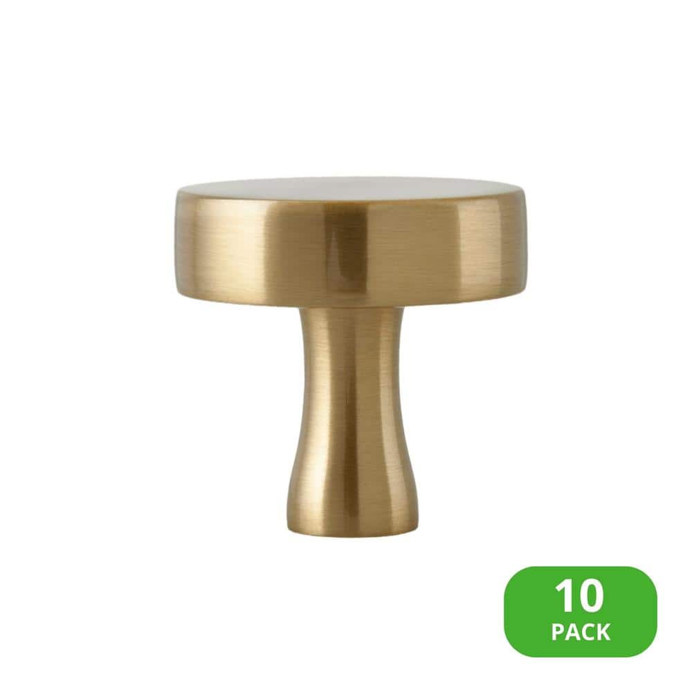 10-Pack The Perfect Knob 1-1/8 in. (29 mm) Classic Satin Brass Round Cabinet Knob - Hercitys