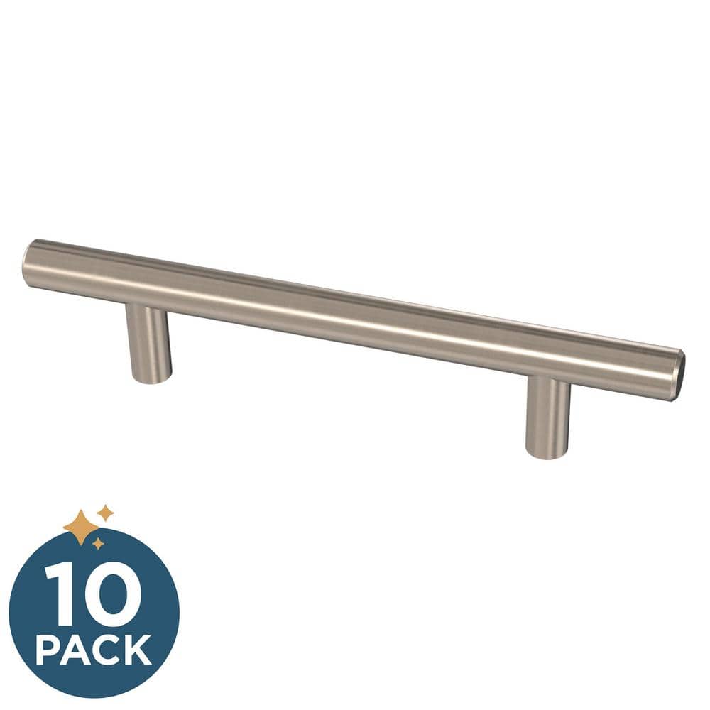 10-Pack Solid Bar 4 in. (102 mm) Modern Cabinet Drawer Pulls in Stainless Steel - Hercitys