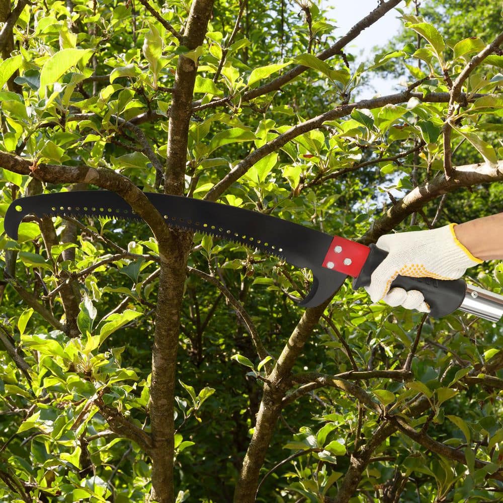 288 in. x 13.7 in. Yellow Extendable Tree Pruner with Sharp Steel Blade and Scissors High Branches Trimming - Hercitys