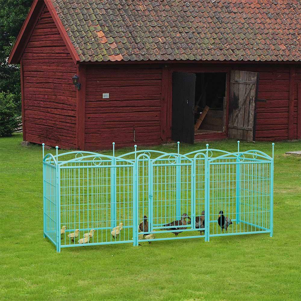 32 in. Metal Garden Fence Pet Playpen with Doors, Foldable and Portable for Indoor and Outdoor Use - Hercitys