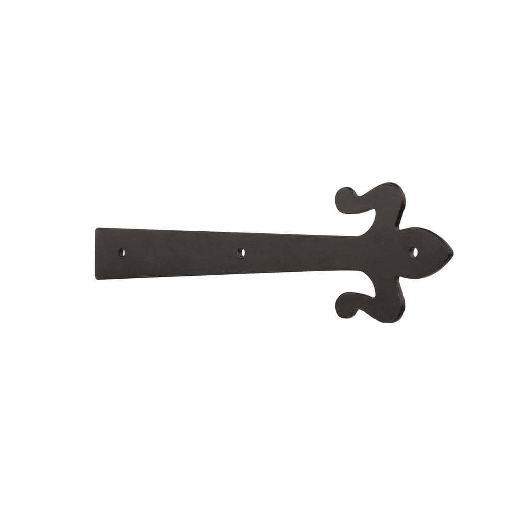 10 in. Black Decorative Fleur-De-Lis Strap Hinge (2-Pack) - Hercitys