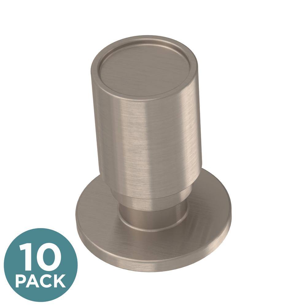 (10-Pack) Round Layered Backplate 1 in. (25 mm) Modern Satin Nickel Round Cabinet Knobs - Hercitys