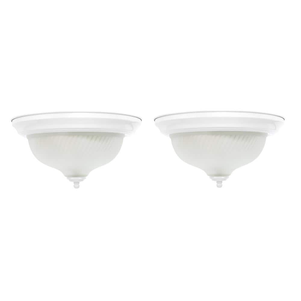 11 in. 2-Light White Flush Mount (2-Pack) - Hercitys