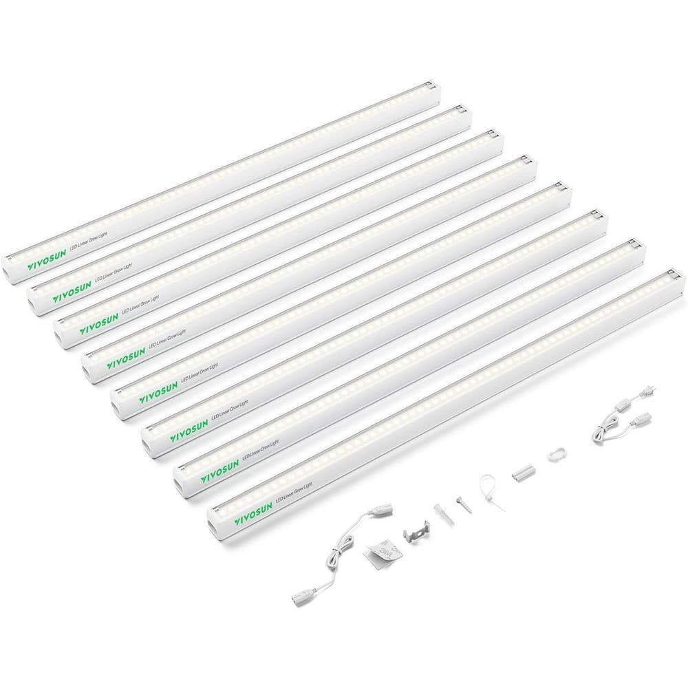 2 ft. 15-Watts 5000K T5 Linear LED Grow Light, Full Spectrum, ‎Cool White (8-Pack) - Hercitys