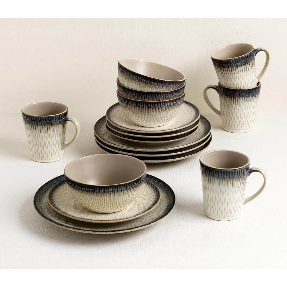 16-Piece Blue Drop Stoneware Set (Service for 4) - Hercitys